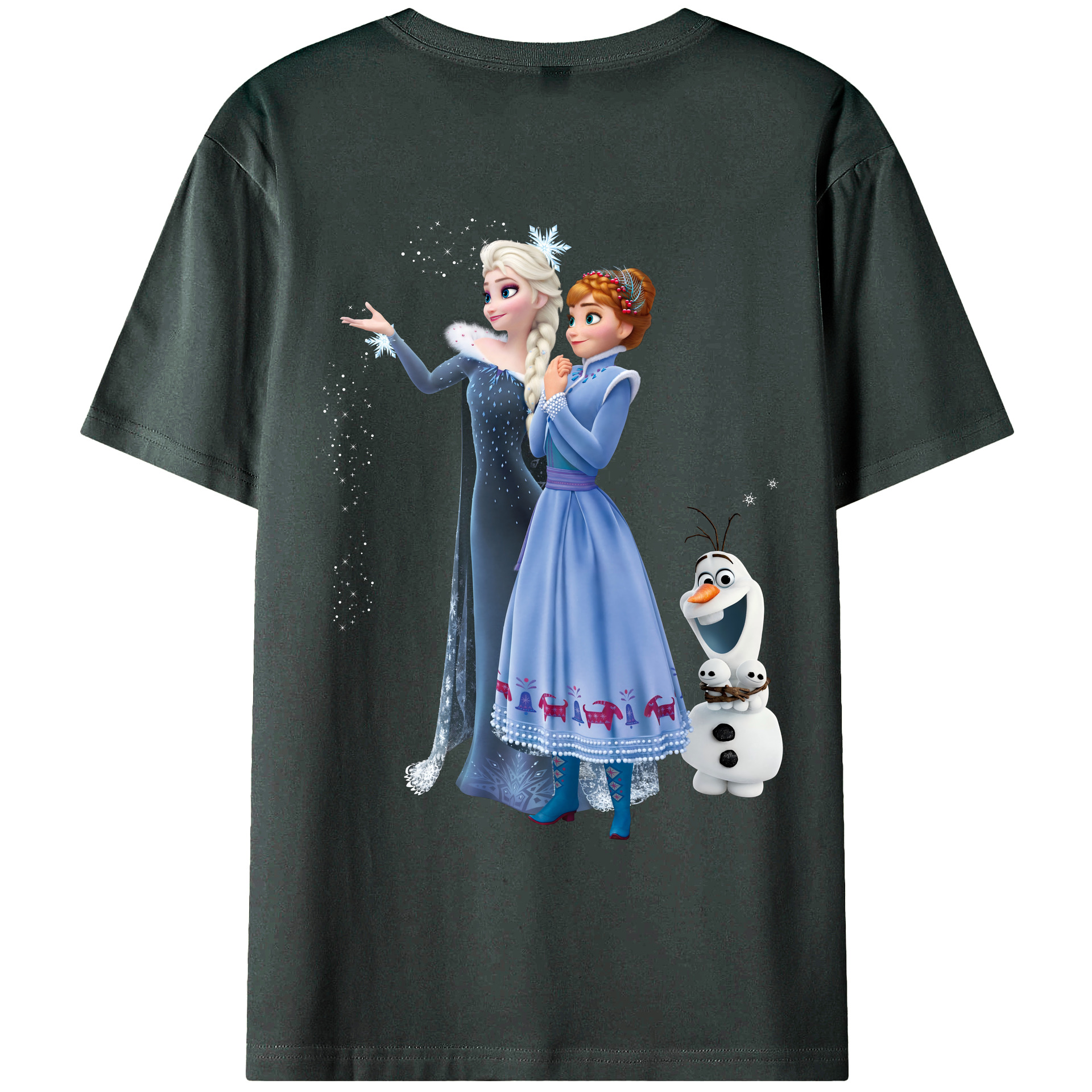 （画像用） アナと雪の女王 アンナ エルサ Frozen Anna Elsa 綿100％ メンズ半袖Tシャツ（バックプリント） 通気性
